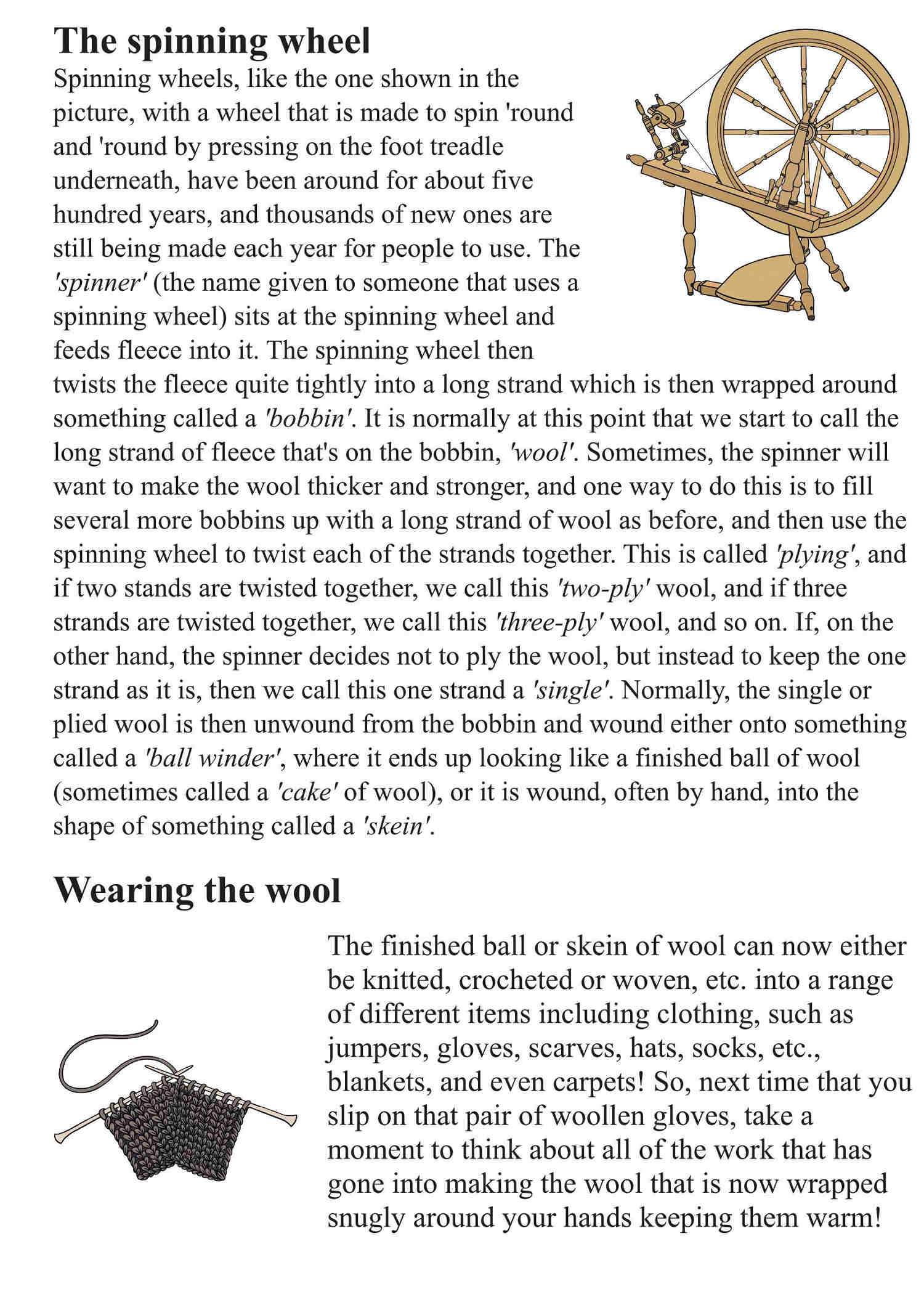 Image of the third page of How a Ball of Wool is Made leaflet.